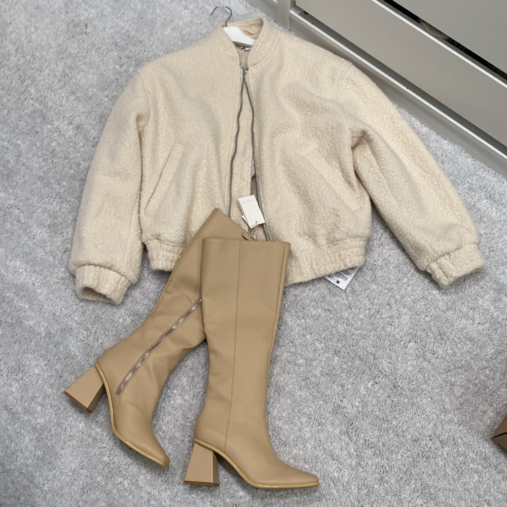 New with tags tall heeled  boots pull and bear and topshop bomber S